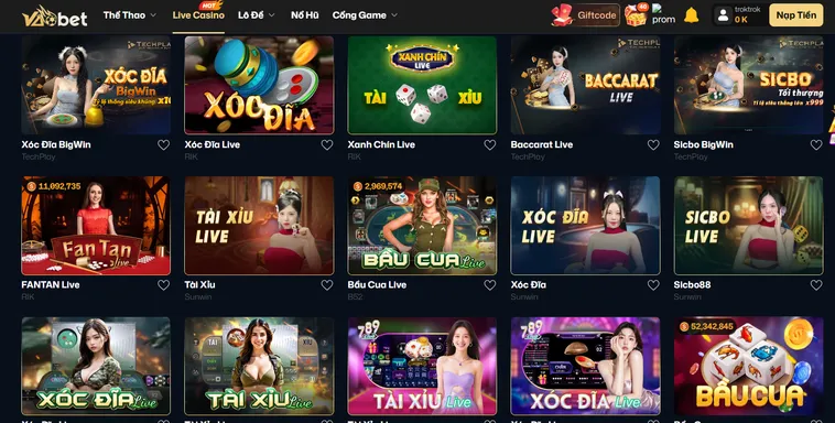 Live Casino VaoBet Sân Chơi Sòng Bài Trực Tuyến Đẳng Cấp Thượng Lưu Nhất Hiện Nay