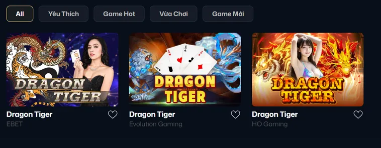 Dragon Tiger Tại VaoBet Chinh Phục Rồng Hổ Nhận Thưởng Lớn